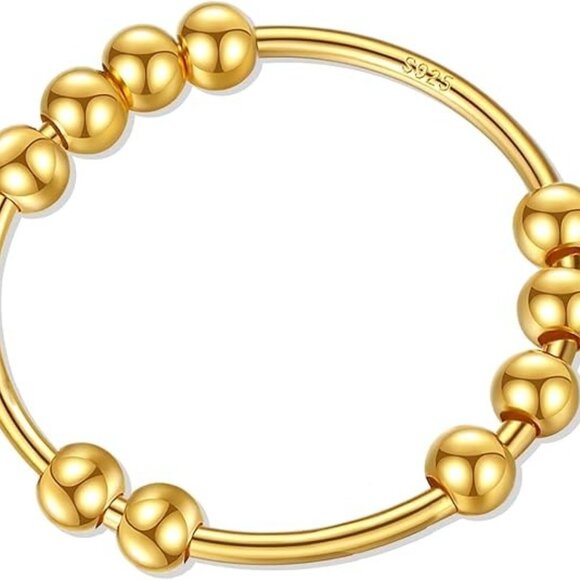 925 Sterling Gold Ring Anxiety Rings Fidget Ring for Women - Picture 2 of 4